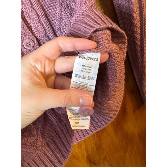 WoolOvers Womens Lilac Cable Knit Cardigan XS 100% Wool - Picture 4 of 4